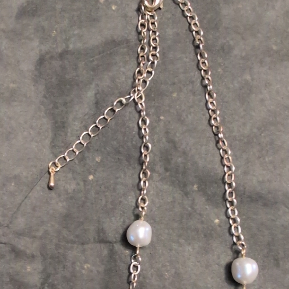Rhinestone Clover Silver Plate Necklace & Bracelet - Picture 6 of 7